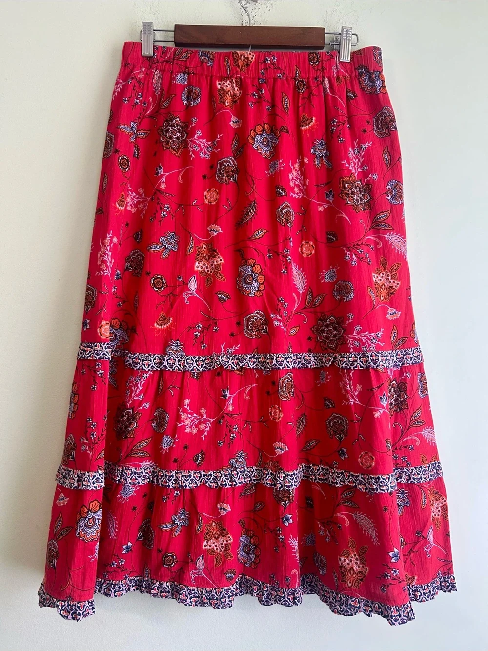 J Jill Floral Cotton Midi Skirt